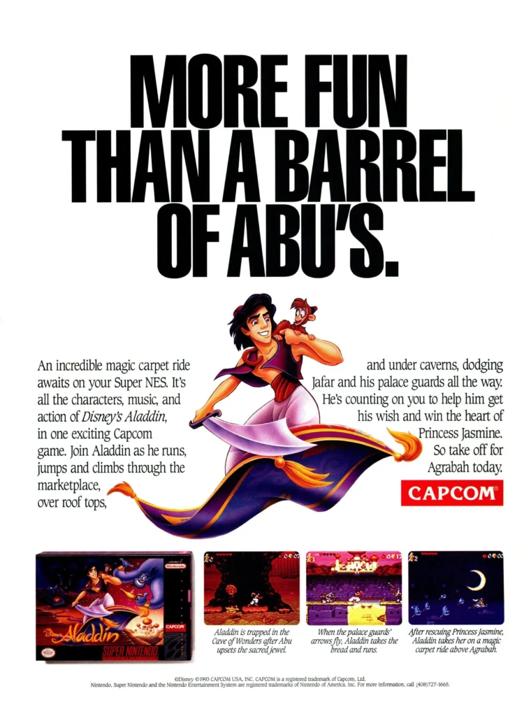 Capcom SNES Aladdin Full Page Advertisement
