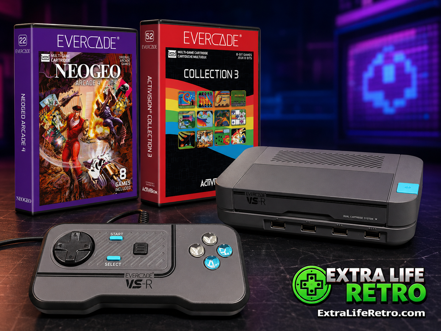 NEO GEO Arcade 4 and Activision Collection 3 Evercade carts