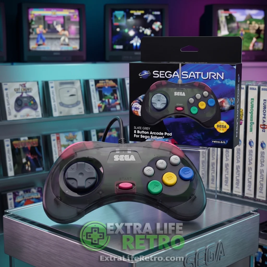 Retro-Bit Official SEGA Saturn Wireless Arcade Pad