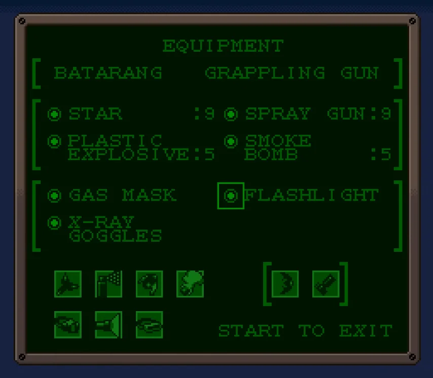 The Adventures of Batman & Robin - Batman Equiqment Screen