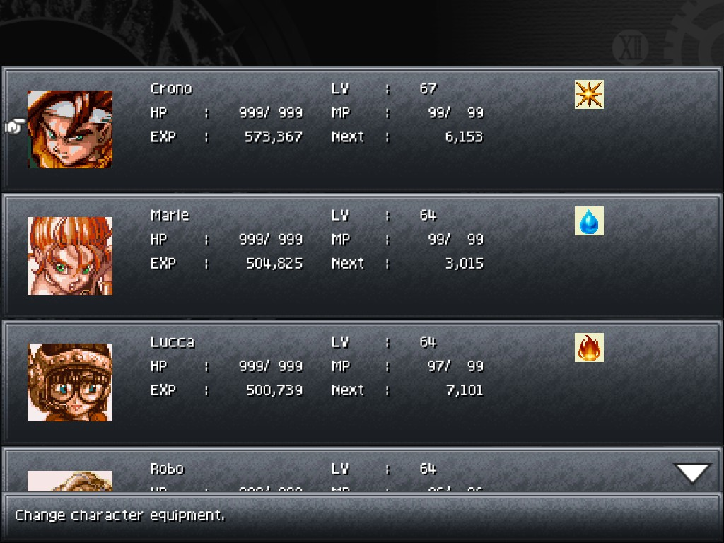 Chrono Trigger menu